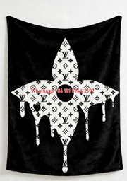 LV Drip Monogram Blanket Black & White LV Drip Blanket 090